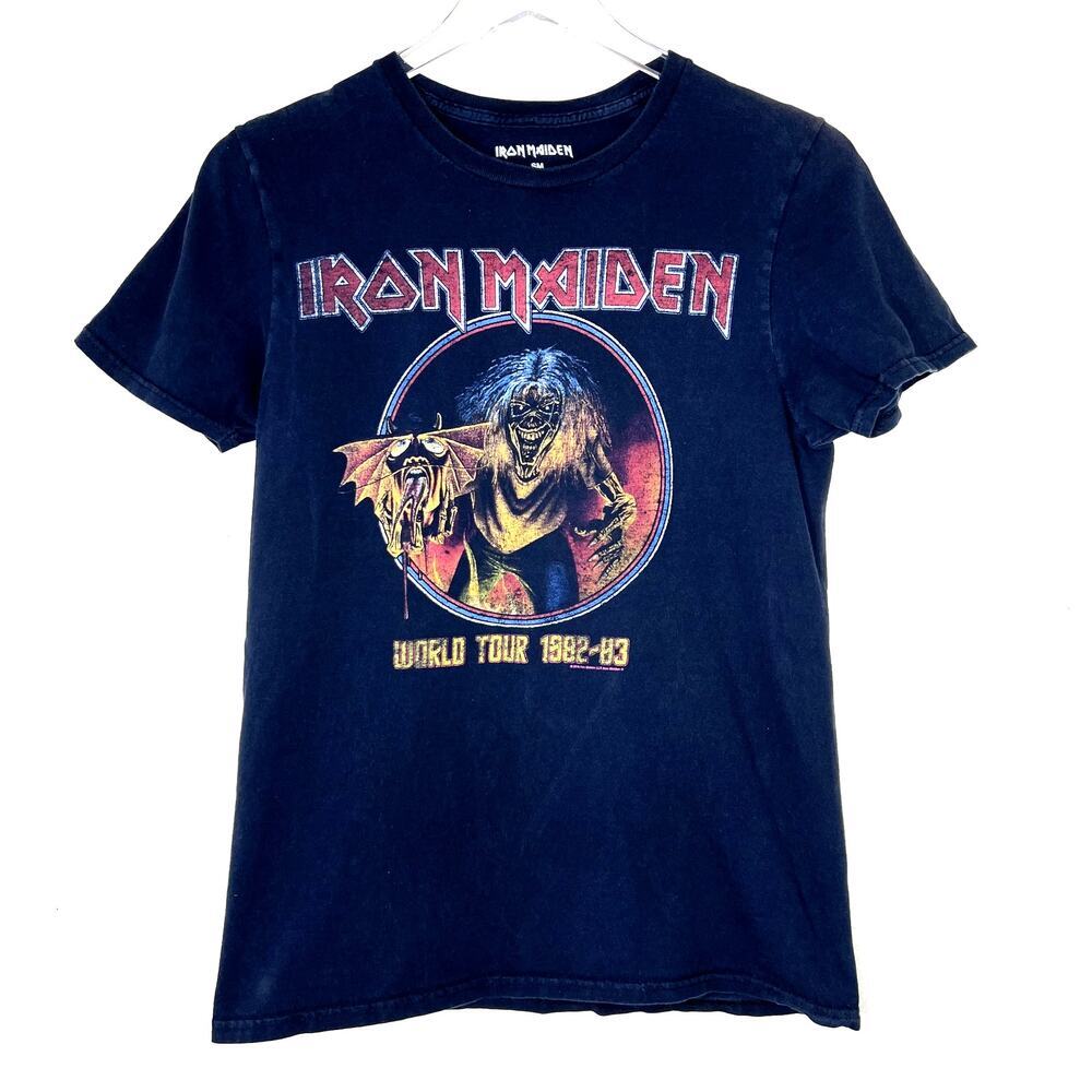 Iron Maiden World Tour 1982-83 Concert Tee Graphic T-Shirt Black SMALL